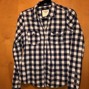 Abercrombie blue and white plaid button down
